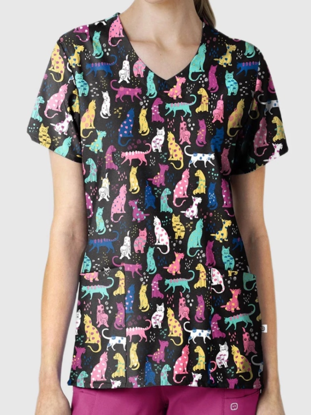WINK DOG/ CAT DARLING DOGS V-NECK SCRUB TOP